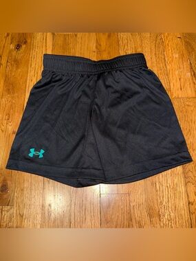 Under Armour Black Athletic Shorts with Teal Logo Accent